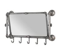 HAKU Möbel Perchero de pared antracita, Metal, espejo - Dim.: AN 75 cm x AL 45 cm x P 16 cm, Estilo: Industrial