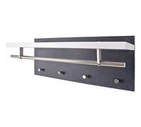 HAKU Möbel Perchero de pared aspecto acero inoxidable, aspecto granito, blanco, MDF, metal - Dim.: AN 75 cm x AL 30 cm x P 26 cm, Estilo: Moderno