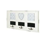 HAKU Perchero de Pared Blanco Antiguo, Madera Maciza, MDF - Dim.: AN 49 cm x AL 26 cm x P 3 cm, Estilo: Industrial