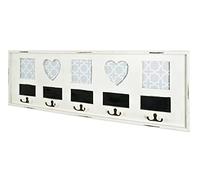 HAKU Perchero de Pared Blanco Antiguo, Madera Maciza, MDF - Dim.: AN 77 cm x AL 26 cm x P 3 cm, Estilo: Industrial