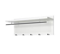 HAKU Perchero de Pared con Estante y Barra para Ropa de Tubo de Acero con Recubrimiento en Polvo Blanco, 5 pomos, Medidas: An 75 x Al 30 x Pr 26 cm, Estilo: Moderno