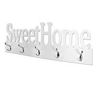 HAKU Perchero de Pared Cromo, Blanco, MDF - Dim.: AN 74 cm x AL 28 cm x P 7 cm, Estilo: Moderno