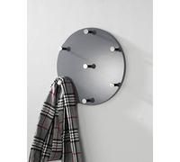 HAKU Perchero de pared cromo, gris, MDF, metal - Dim.: P 5 cm x diámetro 35 cm, Estilo: Moderno