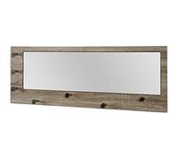 HAKU Perchero de pared cromo, roble trufado, MDF, metal, espejo - Dim.: AN 80 cm x AL 30 cm x P 6 cm, Estilo: Moderno