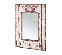 HAKU Perchero de pared motivo, vintage, MDF, metal, espejo - Dim.: AN 52 cm x AL 80 cm x P 10 cm, Estilo: Industrial