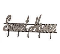 HAKU Perchero de Pared Negro, Plata, MDF, Metal - Dim.: AN 60 cm x AL 24 cm x P 4 cm, Estilo: Industrial