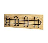 HAKU Perchero de pared roble aceitado, negro, Madera maciza, metal - Dim.: AN 60 cm x AL 20 cm x P 10 cm, Estilo: Moderno