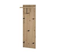 HAKU Perchero de pared roble claro, negro, MDF, Metal - Dim.: An 30 x Al 100 x P 20 cm, Estilo: Moderno
