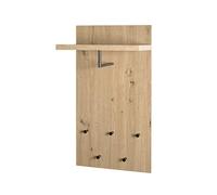 HAKU Perchero de pared roble claro, negro, MDF, Metal - Dim.: An 48 x Al 90 x P 31 cm, Estilo: Moderno