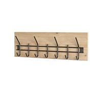 HAKU Perchero de pared roble claro, negro, MDF, Metal - Dim.: An 60 x Al 20 x P 10 cm, Estilo: Moderno