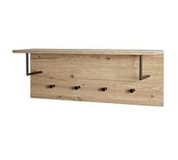 HAKU Perchero de pared roble claro, negro, MDF, Metal - Dim.: An 80 x Al 30 x P 20 cm, Estilo: Moderno