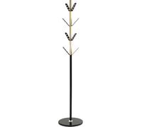 HAKU Perchero de pie, natural, negro, Mármol, Madera maciza, Metal Perchero para abrigos - Medidas: Al 179 cm x Ø 37 cm, Estilo: Moderno