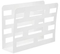 HAKU Portaperiódicos, cesta para revistas, revistero blanco, metal con perforaciones rectangulares - Dimensiones: 35 x 26 x 10 cm, Estilo: Moderno