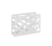 HAKU Portaperiódicos, cesta para revistas, revistero blanco, metal con perforaciones trapezoidales - Dimensiones: An 35 x Al 26 x Pr 10 cm, Estilo: Moderno