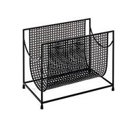 HAKU Portaperiódicos de metal negro, revistero con diseño perforado, cesta para revistas de chapa perforada - Dimensiones: 37 x 30 x 22 cm, Estilo: Art Déco