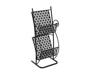 HAKU Portaperiódicos , soporte para periódicos, cesta para revistas, negro, metal - Dimensiones: An 31 x Al 80 x Pr 27 cm, Estilo: Art Déco