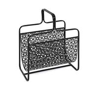 HAKU Revistero de metal negro, revistero, soporte para periódicos - Dimensiones: 37 cm (ancho) x 45 cm (alto) x 22 cm (profundidad), estilo: Art Déco
