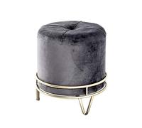 HAKU Taburete antracita, dorado, MDF, metal, tejido textil - Dim.: AL 40 cm x diámetro 38 cm, Estilo: Art Déco