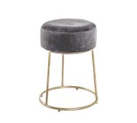 HAKU Taburete antracita, dorado, MDF, metal, tejido textil - Dim.: AL 46 cm x diámetro 30 cm, Estilo: Art Déco