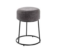 HAKU Taburete Antracita, Negro, MDF, Metal - Dim.: AL 46 cm x diámetro 30 cm, Estilo: Art Déco