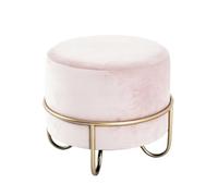 HAKU Taburete Crema, Oro, Rosa, MDF, Metal, Tejido Textil - Dim.: AL 40 cm x diámetro 43 cm, Estilo: Art Déco
