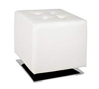 HAKU Möbel Taburete cromo, blanco, Imitación de cuero, metal - Dim.: AN 40 cm x AL 42 cm x P 40 cm, Estilo: Moderno