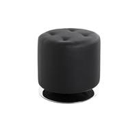 HAKU Taburete cromo, negro, Imitación de cuero, metal - Dim.: AL 40 cm x diámetro 40 cm, Estilo: Moderno