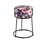 HAKU Taburete Motivo, negro, MDF, metal, tejido textil - Dim.: AL 46 cm x diámetro 30 cm, Estilo: Art Déco