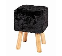 HAKU Taburete negro, Madera maciza, tejido textil - Dim.: AN 30 cm x AL 45 cm x P 30 cm, Estilo: Glamour