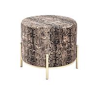 HAKU Taburete oro, motivo, MDF, metal, tejido textil - Dim.: AL 40 cm x diámetro 48 cm, Estilo: Art Déco
