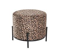 HAKU Taburete tapizado Redondo, Taburete Acolchado, Asiento de MDF con tapizado de Terciopelo, Estructura metálica Negra, Motivo Leopardo An 48 x Al 40 x Pr 48 cm Carga máx.: 90 kg Estilo: Bohemio