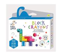 Haku Yoka Block Crayons Brachiosaurus, 8 colores, sin desorden, súper duraderos y fáciles de agarrar para mayores de 3 años, cera de abeja natural y crayón orgánico de color mineral estilo Lego