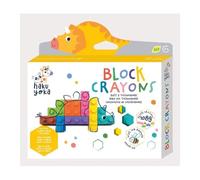 Haku Yoka Block Crayons Triceratops, 8 colores, sin desorden, súper duraderos y fáciles de agarrar para mayores de 3 años, cera de abeja natural y crayón orgánico de color mineral estilo Lego