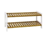 HAKU Zapatero bambú y Marco de MDF Lacado en Blanco 2 bambú estantes Natural Zapatero - Medidas: An 70 cm x Al 34 cm x Pr 26 cm, Estilo: Scandinavian