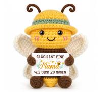 Hakumata Figura de abeja positiva regalos para mamá - abeja tejida a mano con tarjeta de la suerte, regalo de cumpleaños para el día de la madre, Navidad, dulce regalo de decoración de hija hijo