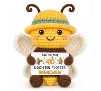 Hakumata Regalo de 40 cumpleaños para mujeres - Figura de abeja tejida a mano con divertida tarjeta de la suerte, abeja positiva Pocket Hug regalos para 40 cumpleaños para mejor amiga, colega, aprox