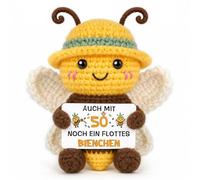 Hakumata Regalo de 50 cumpleaños para mujeres - Figura de abeja tejida a mano con divertida tarjeta de la suerte, abeja positiva Pocket Hug regalos para 50 cumpleaños para mejor amiga, colega, aprox