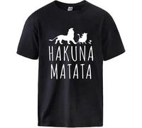 Hakuna Matata Animal T-Shirt Mens Black Tees Unisex Shirt(Small)