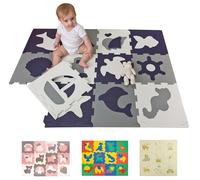 Hakuna Matte Alfombra Puzle Infantil de Espuma 1,2 x 0,9 m Motivo Mundo Marino - Set de 12 Piezas de 30x30 cm - Alfombra de Gateo Acolchada de Gran Grosor, Libre de Sustancias Nocivas