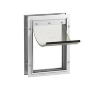 Hakuna Pets Deluxe Aluminum Pet, Cat and Dog Door with 2-Way Locking Panel para Pantallas, Puertas y Paredes de hasta 70 mm de Grosor, Aluminio Vidrio, Medium