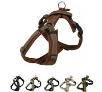 Hakusan - Arnés para perro Zero tipo Ranger, seguro, sin asfixia, difícil de desconectar, gran ajuste, fácil de poner y quitar, ajustable, reflector, XL, perro grande, marrón bicolor x marrón