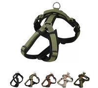 Hakusan - Arnés para perro Zero tipo Ranger, seguro, sin asfixia, difícil de desconectar, gran ajuste, fácil de poner y quitar, ajustable, reflector, L, perro grande, bicolor negro x verde