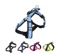 Hakusan - Arnés para perro Zero tipo vaquero, seguro, no se asfixia, difícil de desconectar, gran ajuste, fácil de poner y quitar, ajustable, reflector, S - perro mediano, mezclilla ligera