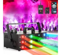 Hakuta Máquina de Humo con 12 Luces LED DMX, Control Remoto Inalámbrico para Interior y Exterior - Efectos para Fiestas, Bodas, Halloween y Escenarios