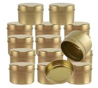 HAKZEON 24 latas de velas doradas de 4 onzas con tapas, tarros vacíos para velas, recipientes de metal para hacer velas, proyectos de arte y manualidades