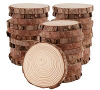 HAKZEON 40 Rodajas de Madera Natural de 9 a 10 cm, de Espesor, Rebanadas de Madera sin Terminar para Manualidades, Adornos Rústicos de Boda, Manualidades, Decoración del Hogar