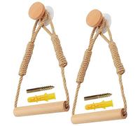 HAKZEON Paquete de 2 Portarrollos Papel Higiénico, Soportes Autoadhesivos para Rollo de Papel Higiénico, Soporte de Papel de Madera Vintage, Montado en la Pared con Cuerda de Cáñamo