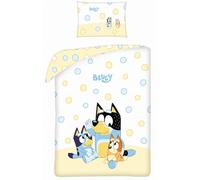 Halantex BLUEY con BINGO BANDIT PERROS - Juego de cama infantil 100 x 135 cm, 100% algodón Oeko-Tex - Multicolor