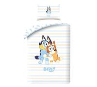 Halantex Bluey - Juego de cama (100 % algodón, funda nórdica infantil de 140 x 200 cm, funda de almohada, con Bluey y Bingo