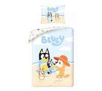 Halantex BLUEY - Juego de Cama con diseño de Familia de Perritos - Bluey Bingo Bandit Chilli - Funda nórdica Reversible de 140 x 200 cm y Funda de Almohada de 70 x 90 cm - Multicolor - 100% algodón